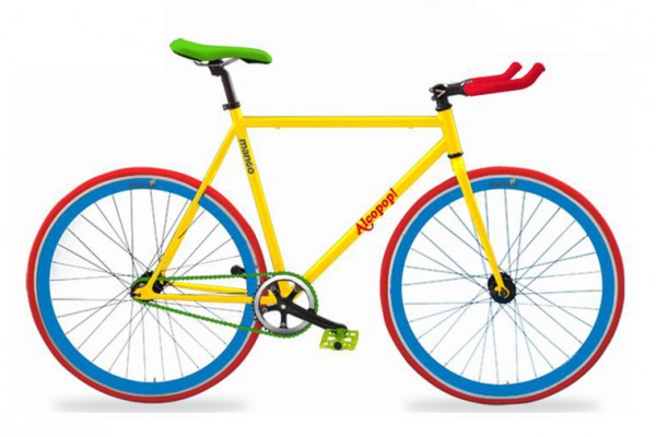 Alcopop! Records release compilation on a mountain bike.