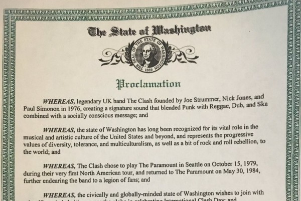 Feb. 7 proclaimed Clash Day in Washington, "Nick Jones" named as guitarist