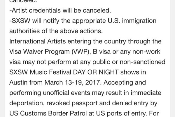 SXSW contract appears to threaten immigrant deportation