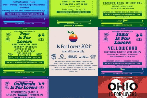 Hawthorne Heights, Thursday, Finch, more to play Is For Lovers traveling festival (US)