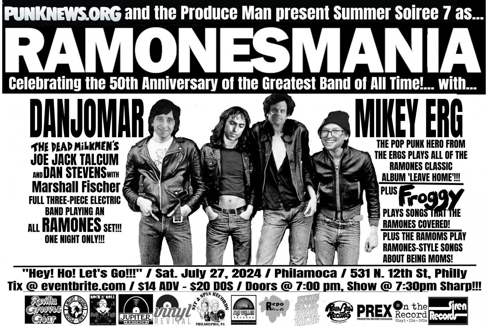 DanJoMar (Joe and Dan of Dead Milkmen) and Mikey Erg to play all Ramones sets in Philly on July 27!